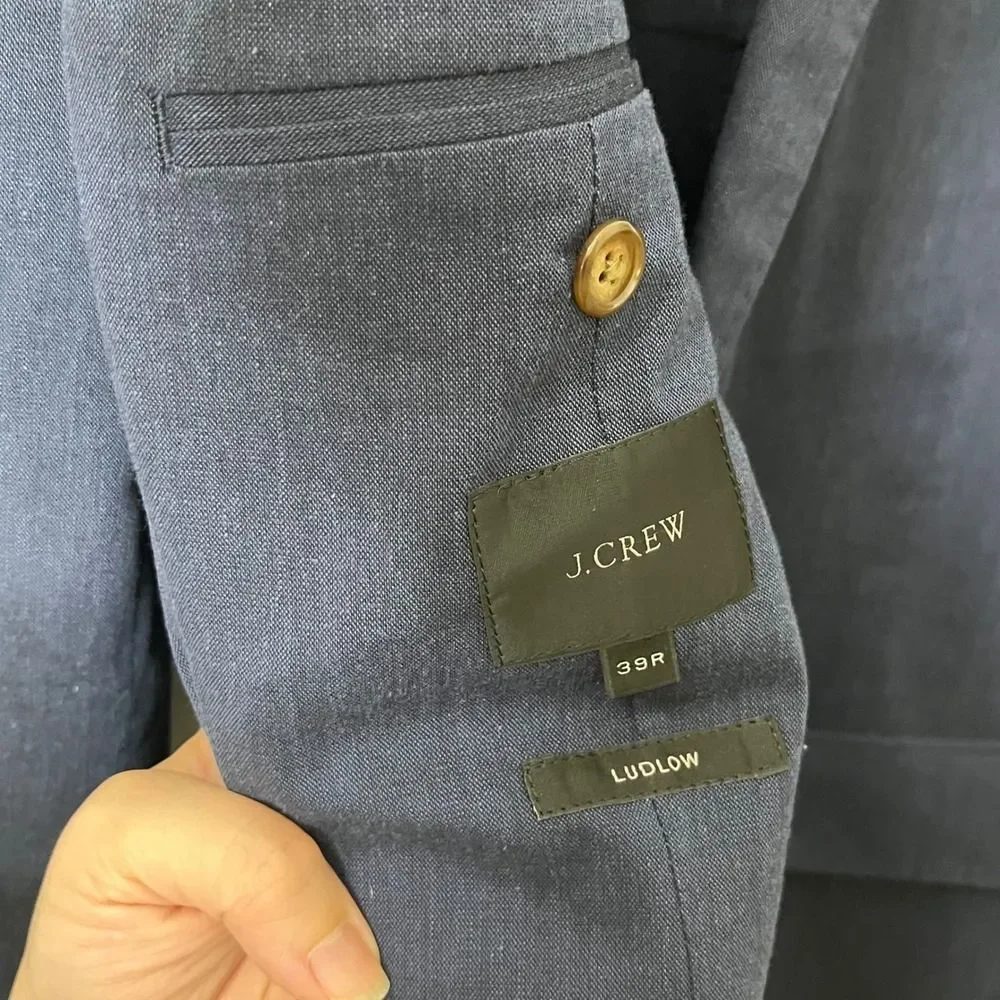 J.Crew Ludlow Unstructured Suit Jacket Mens 39R Navy‎ Cotton Somelos Blazer